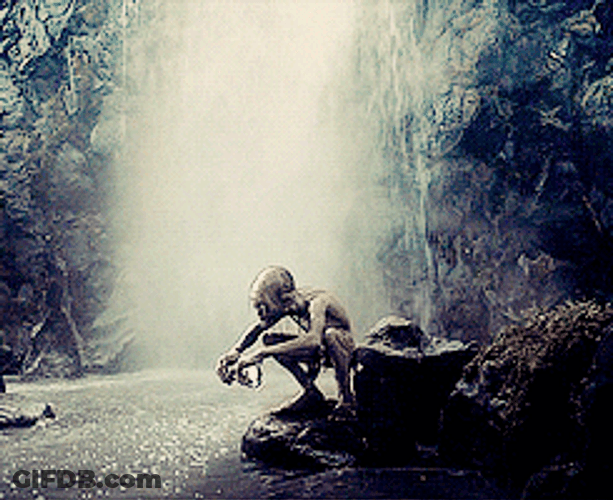 Smeagol Dancing On The Waterfalls GIF