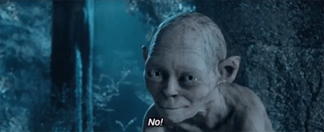 Smeagol Head Shake No GIF
