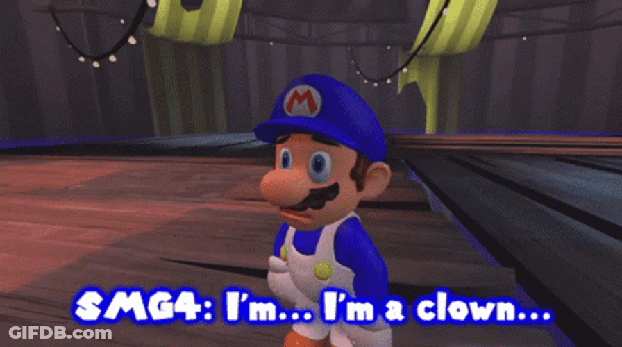 SMG4 Glitchy Luigi I'm A Clown GIF