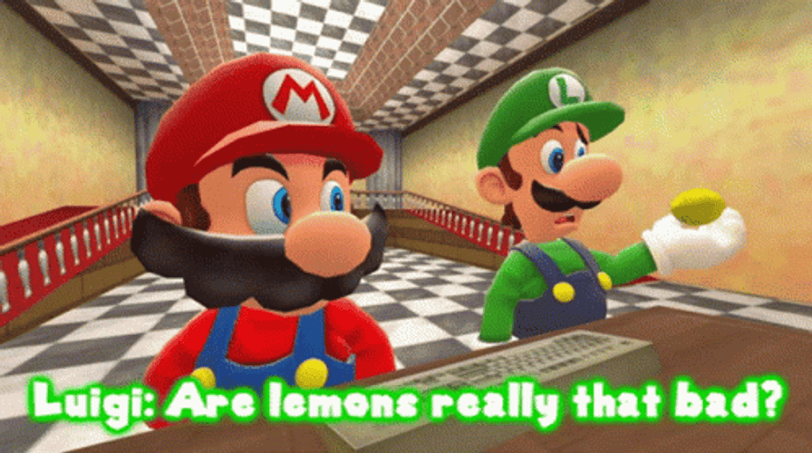Smg4 Mario Luigi Holding Lemon GIF
