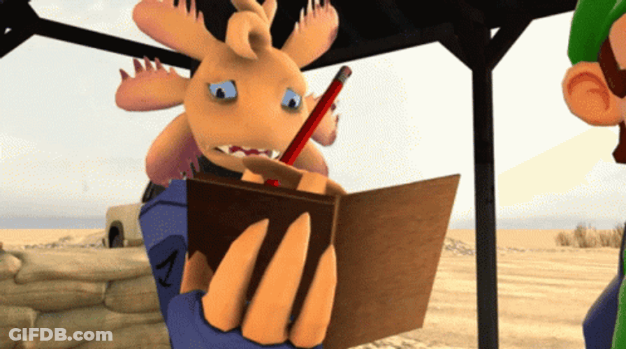 Smg4 Series Axol Taking Notes Worried GIF