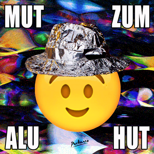 Smile Emoji Wearing Tin Foil Hat GIF