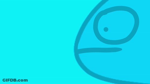 Smiley Cartoon Next To Blue Monster GIF
