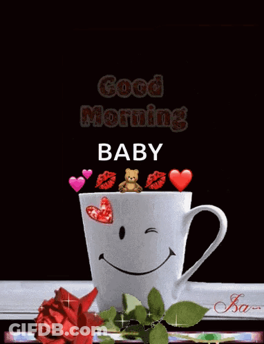 Smiley Coffee Cup Good Morning Baby GIF
