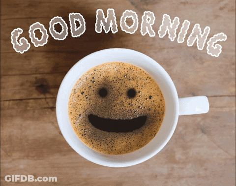 Smiley Coffee Cup Saying Good Morning GIF