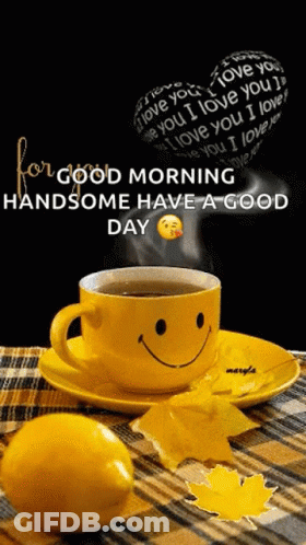Smiley Coffee Cup With Lemon GIF