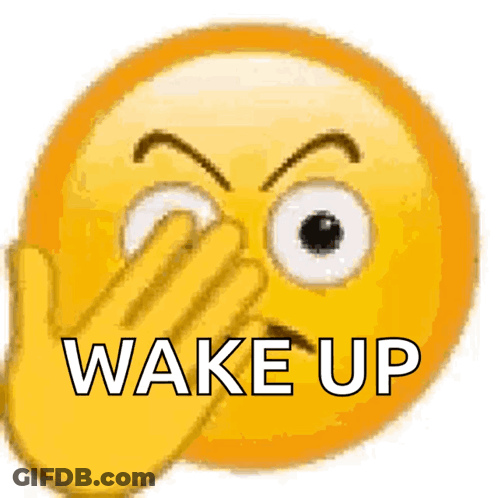 Smiley Covering One Eye Wake Up GIF