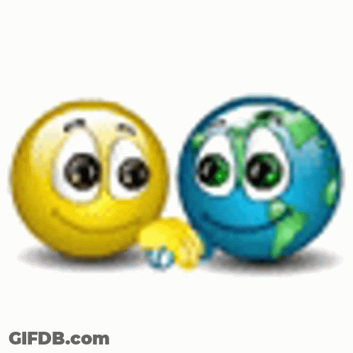 Smiley Face And Globe Hugging GIF