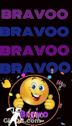 Smiley Face Bravo Sign With White Dog GIF