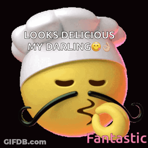 Smiley Face Chef Saying Looks Delicious GIF