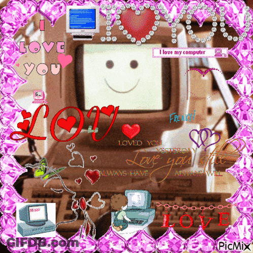 Smiley Face Computer Screen I Love My Computer GIF