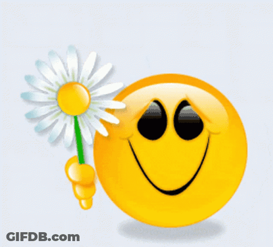 Smiley Face Emoji Giving Flower GIF