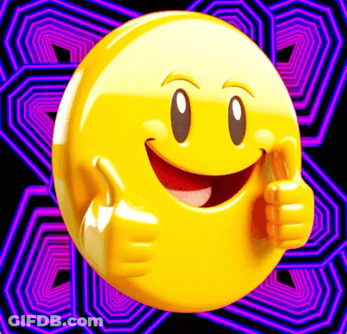 Smiley Face Giving Thumbs Up On Purple GIF