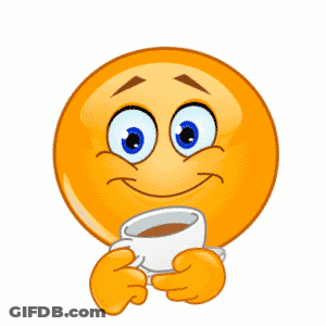 Smiley Face Holding Cup Of Coffee GIF