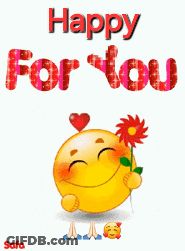 Smiley Face Holding Flower Happy For You GIF