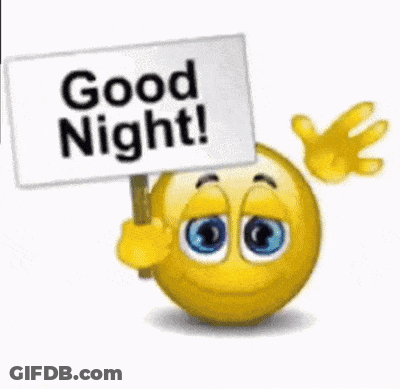 Smiley Face Holding Good Night Sign GIF