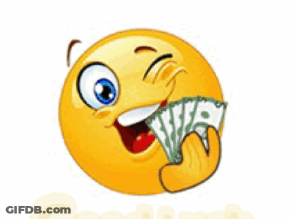 Smiley Face Holding Money With Good Luck GIF