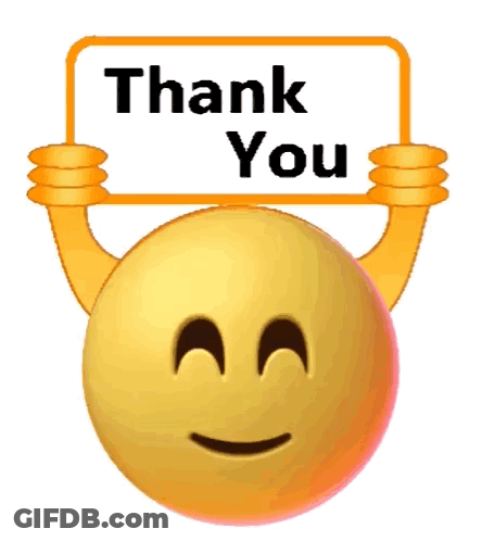 Smiley Face Holding Thank You Sign GIF