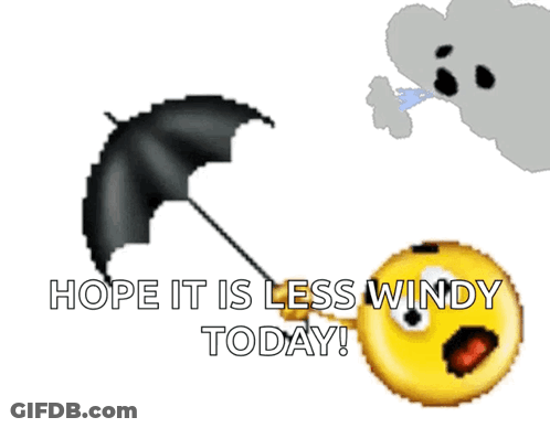 Smiley Face Holding Umbrella Hope Less Windy Today GIF