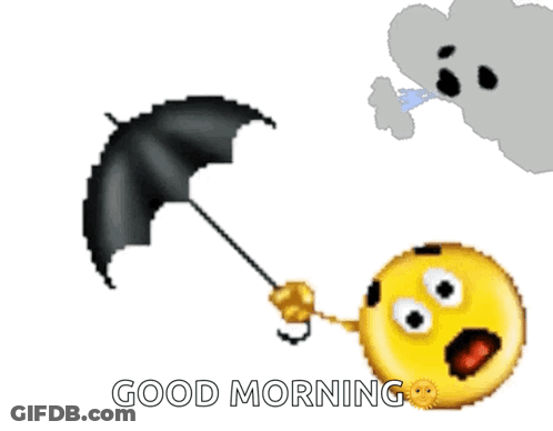 Smiley Face Holding Umbrella GIF