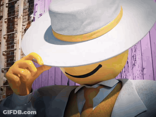 Smiley Face In White Hat And Suit GIF