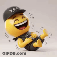 Smiley Face In XRP Hat Laughing Rolling On Floor GIF