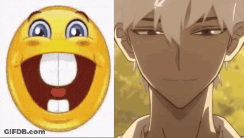 Smiley Face Next To Man With White Hair GIF