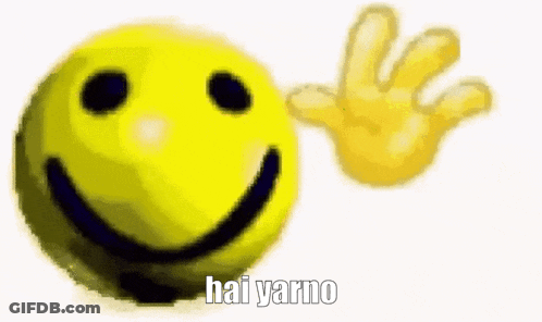 Smiley Face Waving Hand Hai Yarno GIF
