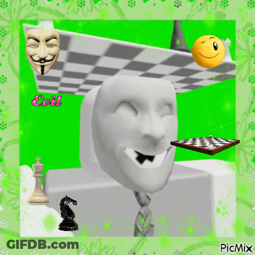 Smiley Face With Chess Board And Pink Exit GIF