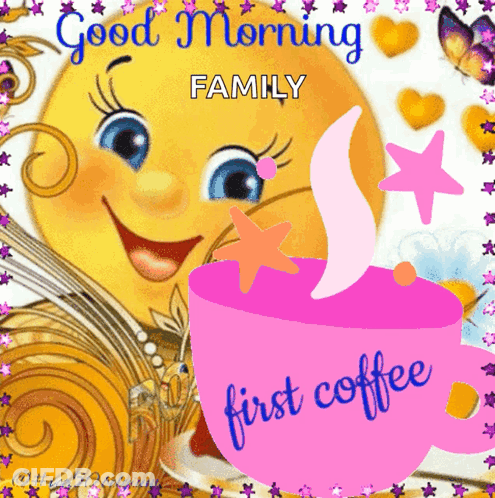Smiley Face With Coffee First Coffee GIF