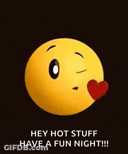 Smiley Face With Heart Nose Hey Hot Stuff GIF