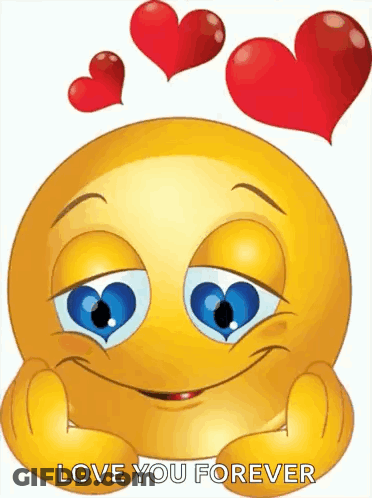 Smiley Face With Hearts Love You Forever GIF