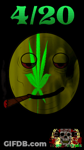 Smiley Face With Marijuana Leaf And 420 GIF