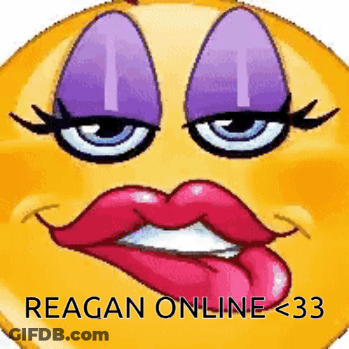 Smiley Face With Purple Eyes Red Lips Reagan Online < 33 GIF