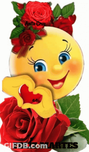 Smiley Face With Red Roses Feliz Martes GIF