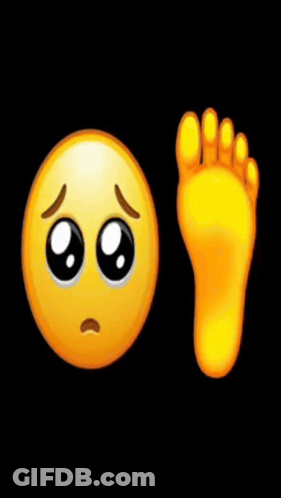 Smiley Face With Tears Beside Foot GIF