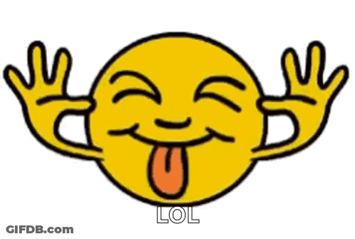 Smiley Face With Tongue Out Saying LOL GIF