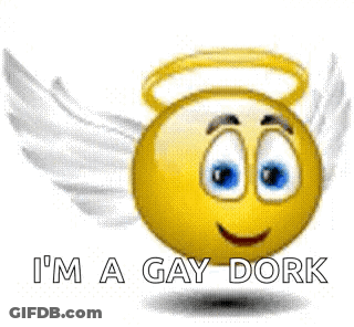 Smiley Face With Wings And Halo Gay Dork GIF