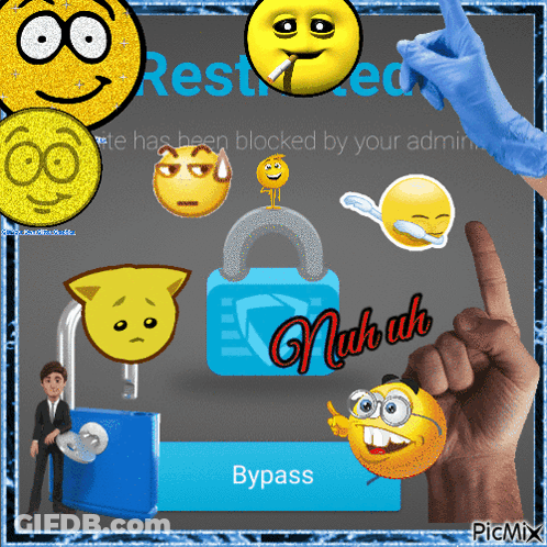 Smiley Faces And Blue Padlock Bypass GIF