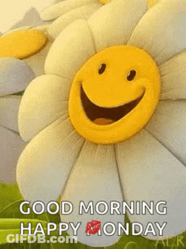 Smiley Flower Saying Good Morning Happy Monday GIF