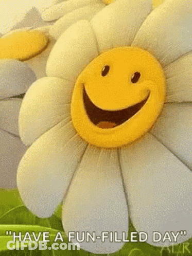 Smiley Flower Saying Have A Fun-Filled Day GIF