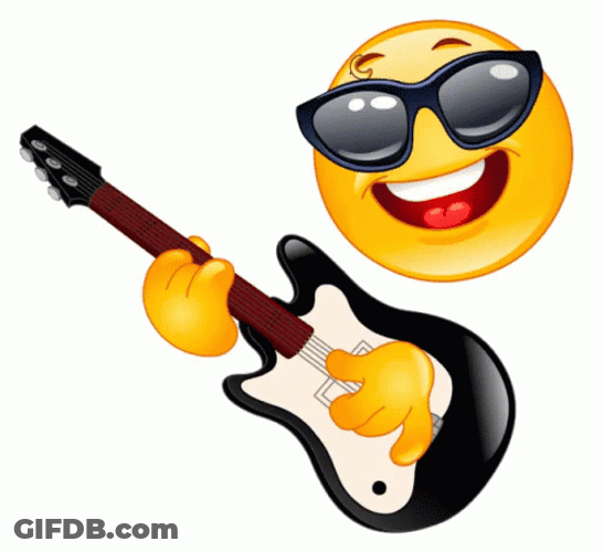 Smiley Holding Guitar GIF