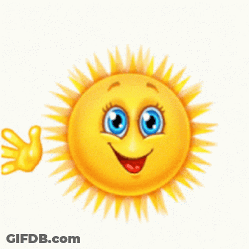Smiley Sun Waving Hi GIF