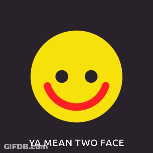 Smiley With Horns Saying Ya Mean Two Face GIF