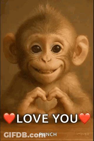 Smiling Baby Monkey Making Heart With Hands GIF