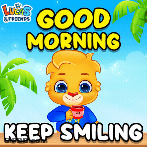 Smiling Bear Holding Coffee GIF