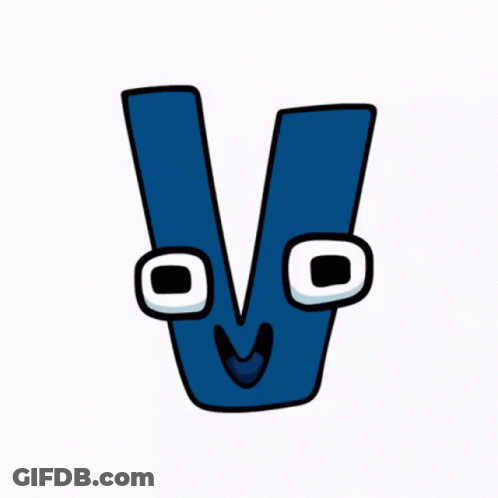 Smiling Blue Letter V GIF