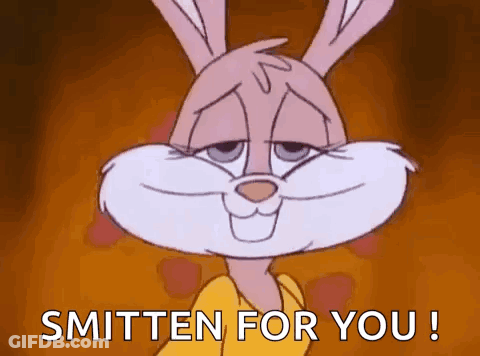 Smiling Bunny Saying Smitten For You GIF