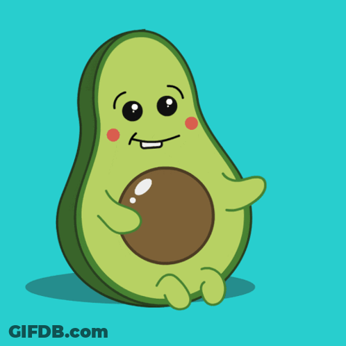 Smiling Cartoon Avocado With Brown Center GIF