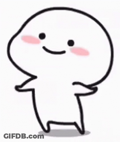 Smiling Cartoon Blushing With Hands Up GIF